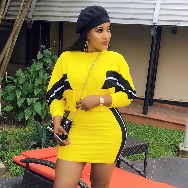 Модное повседневное Женский комплект 2 шт. Бандажное платье Элегантное летнее