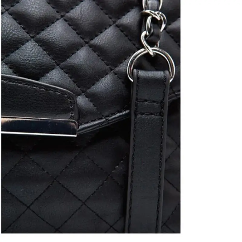 

1PC Women Girls Single Crossbody Messenger Bag White Black Small Boho Handbags Faux PU Leather Chain Plaid Clutch Handbag Purse