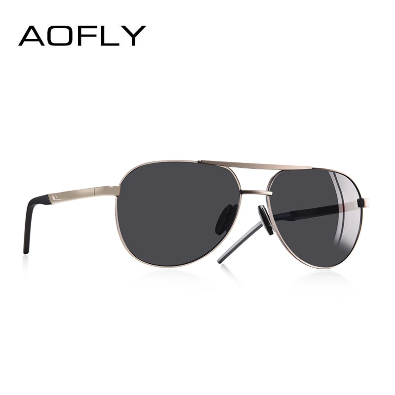 C3Silver gray AOFLY дизайн Пилот мужские солнцезащитные очки мужские Поляризованные TAC солнцезащитные очки резиновые ноги oculos мужские очки аксессуары для мужчин с Чехол - Цвет линз: C3Silver gray