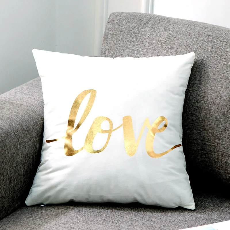 Bronzing Geometry Cushion Cover Gold Printed Pillow Cover Decorative Pillow Case Sofa Seat Car Pillowcase Soft images - 6