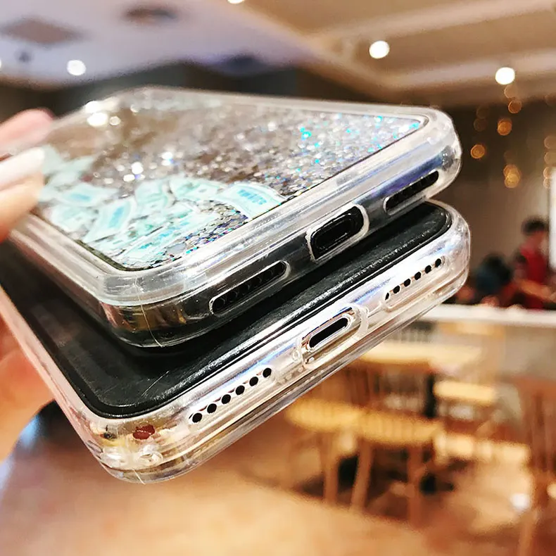 Творческий долларов чехол для iPhone 7 8 X XR Xs Max динамическая жидкость Жесткий PC Capinha 6