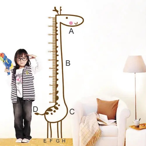 1 шт. большой размер милый мультфильм Жираф животных высота диаграммы стены