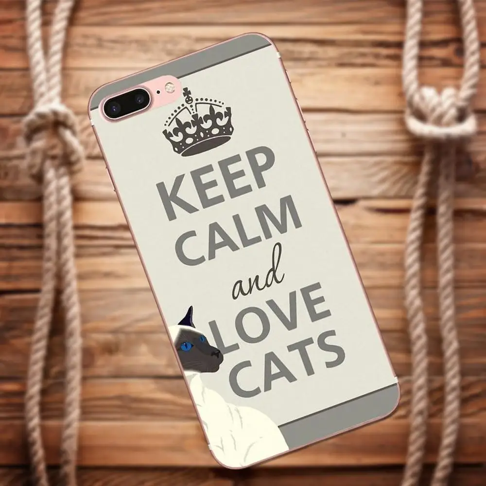 Vvcqod ТПУ Корпус для мобильного телефона с надписью Keep Calm And вышивкой в виде котов
