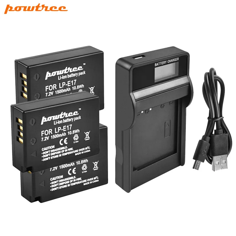 Powtree 1500 мАч LPE17 LP E17 батарея и LCD двойное зарядное устройство для Canon EOS 200D M3 M6 750D 760D T6i