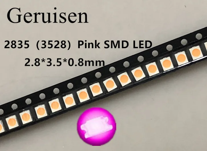 100 шт./лот 2835 розовый СВЕТОДИОД SMD 0 2 Вт светодиоды с высоким уровнем яркости