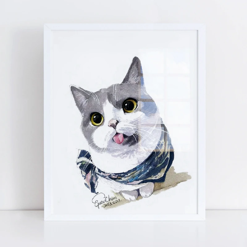 Nordic Cute Cat Oil Painting By Numbers DIY Canvas Home Decor Living Room Hand Painted Paints Wall Decoration | Дом и сад