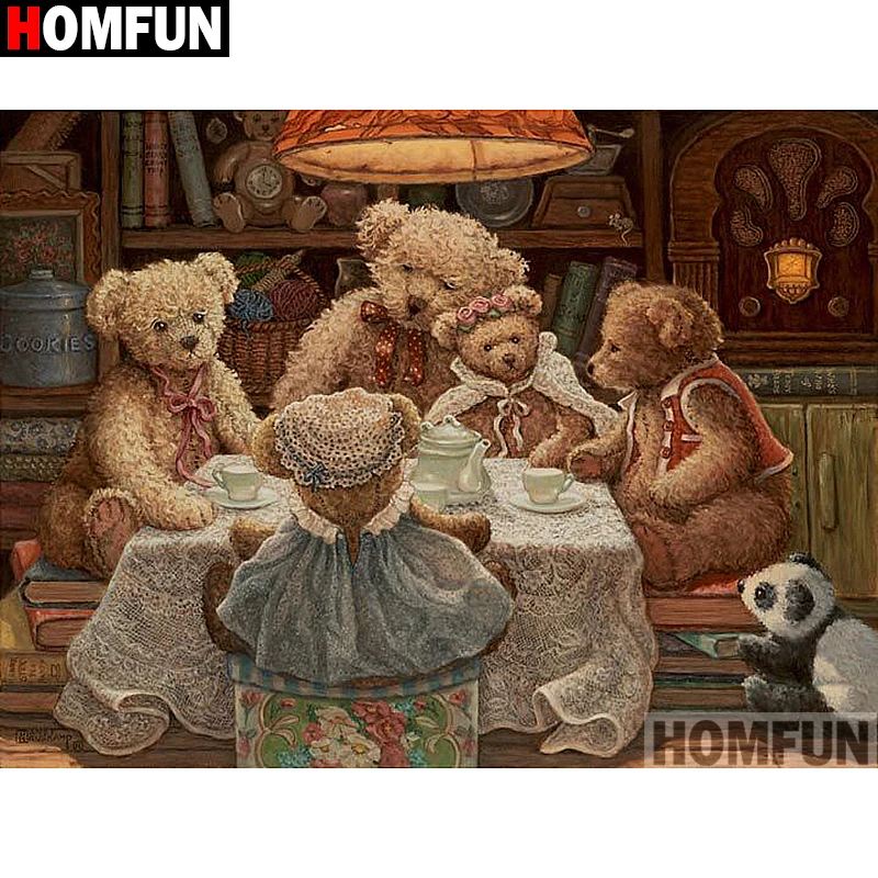 

HOMFUN Full Square/Round Drill 5D DIY Diamond Painting "Cartoon bear" Embroidery Cross Stitch 3D Home Decor Gift A13285