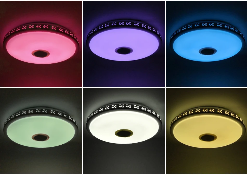 Светодиодный, современный, RGB, потолочный светильник светодиодный, Круглый, для зала, с креплением на поверхность, с дистанционным управлением, для гостиной, спальни, светильник, 220 В