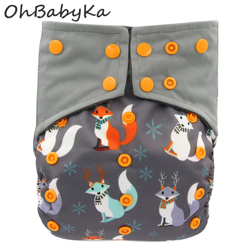 Детский многоразовый подгузник Ohbabyka тканевый с угольным бамбуком смываемый