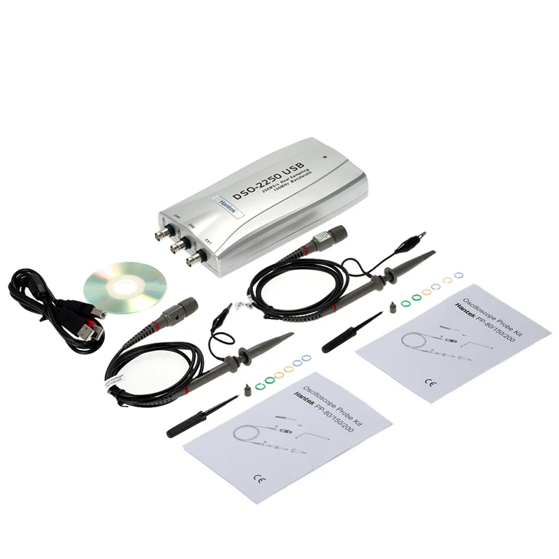 Hantek DSO2250 PC USB осциллограф 2 цифровых каналов DSO 2250 100 МГц полоса пропускания 250MSa/s