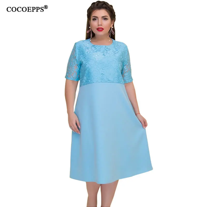 Женское платье туника COCOEPPS Кружевное облегающее большого размера на осень и лето