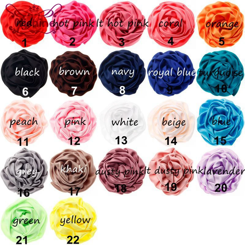 

Nishine 120pcs/lot Wholesale 3" Handmade Rolled Satin Flower Fabric Rosette Floral DIY Children's Headband Hair Accessories