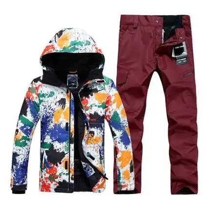 Зимний мужской лыжный костюм GSOU зимняя ветрозащитная Водонепроницаемая теплая