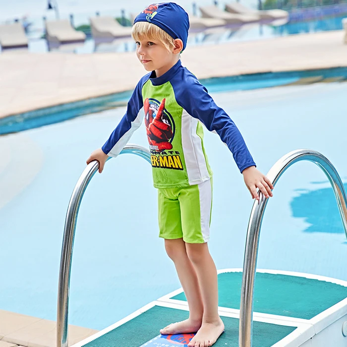 Children Swimsuit Boy Long Sleeve Swimwear Kids Anti-UV Baby Boys Two Piece Bathing Suits Swimming Suit 2019 | Спорт и развлечения
