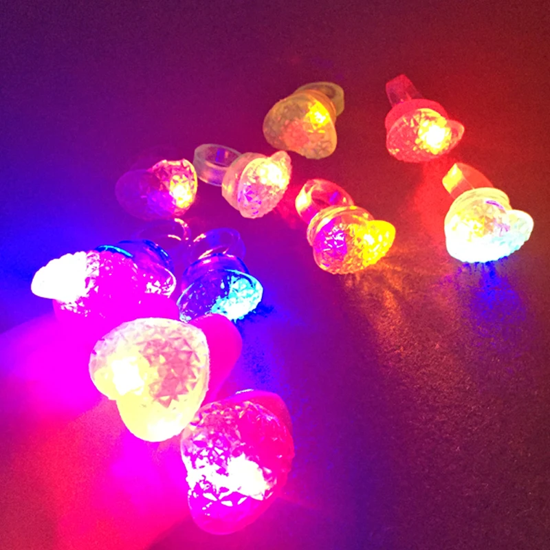 25 PCS Flashing Glow Jelly Heart Shape Rings Colorful LED Light Up Finger Ring Dancing Rave Party Wedding Decoration | Дом и сад
