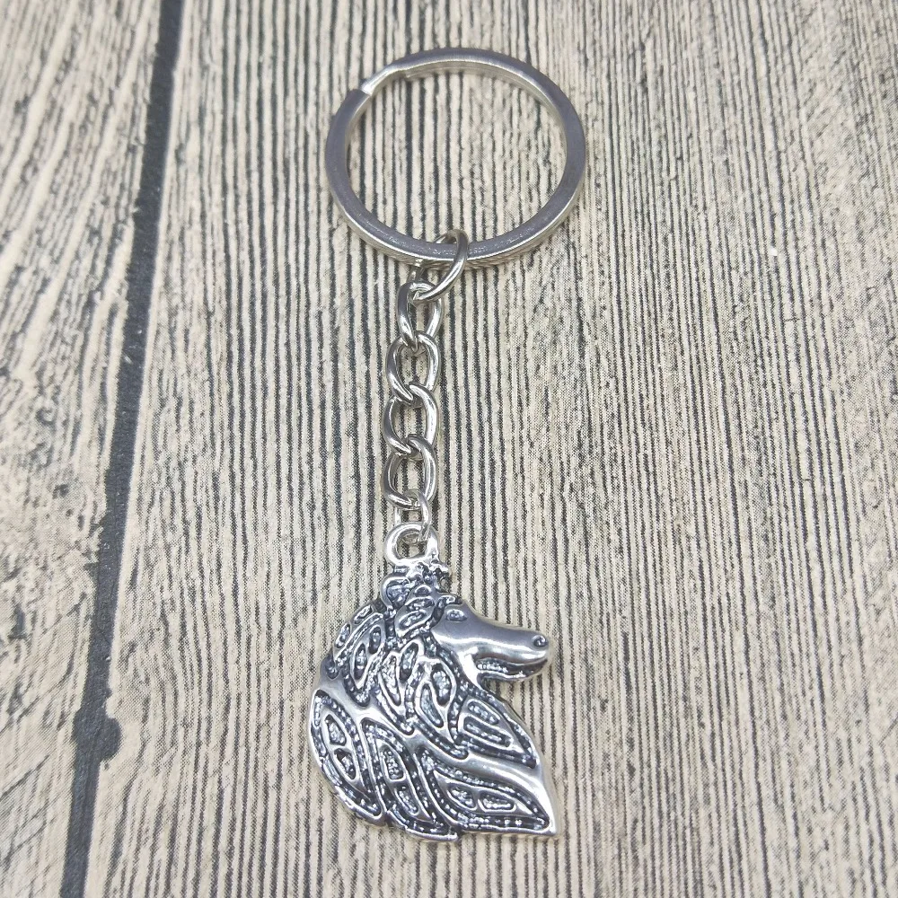 Высокое качество грубый брелок с колли собака ювелирные изделия Античная