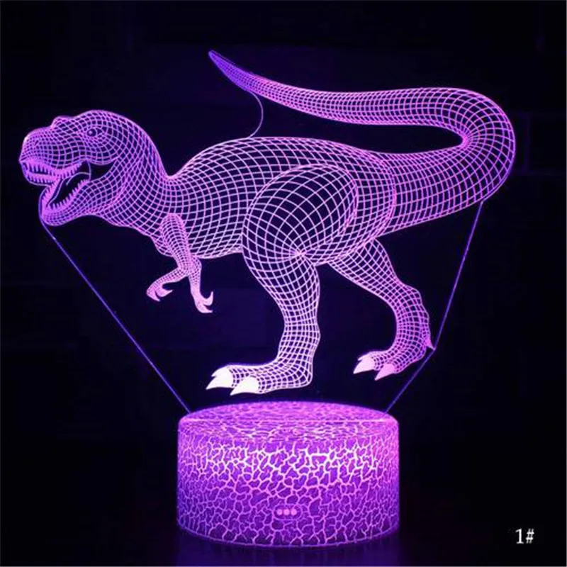 7/16 Цвета динозавр 3D светодиодный Ночной светильник дистанционного Управление светодиодный ночной Светильник для детей Рождественский подарок Дистанционное Управление настольные лампы D30