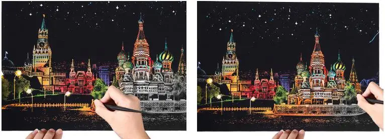 DIY красочный город серия город ночь скретч картина мир пейзаж скретч бумага креативный подарок на день рождения живопись художественные эскизы