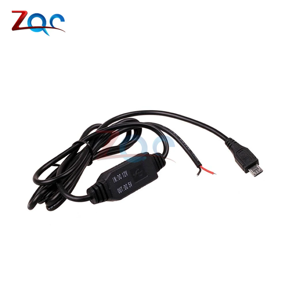 Micro USB Straight DC-DC от 12 В до 5 В пост преобразователь Micro Mini USB проводных автомобильное Мощность Зарядное устройство для gps планшет телефон PDA DVR Регистраторы Камера 1 м - Цвет: Micro USB Straight