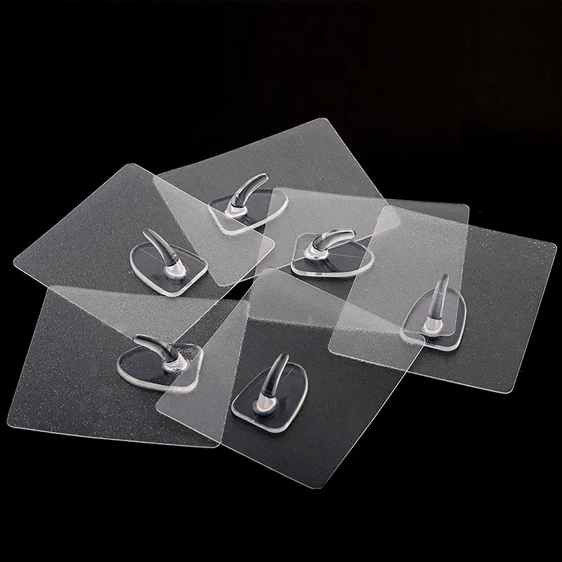 

1/6/12pcs Anti-skid Adhesive Hooks Reusable Transparent Wall Hangers for Kitchen Bathroom Door DC156