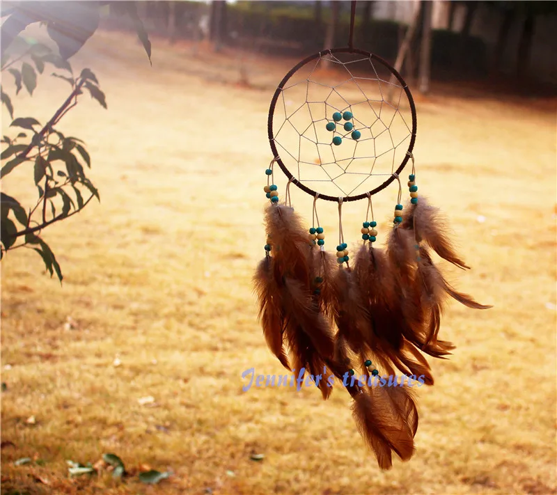 

New fashion originality big Hot Brown Dreamcatcher Wind Chimes Indian Style Skull Feather Pendant dream Catcher Gift