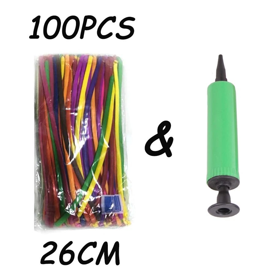 100pcs 26cm air pump 50/100 шт смешанных цветов; Каблук 16 см/26 см шары для свадьбы и дня рождения вечерние украшения Волшебные шары для детей разные латексные длинные игрушки rqx - Цвет: 100pcs 26cm air pump