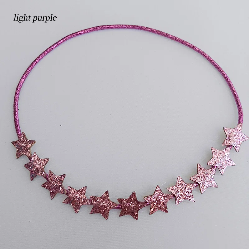 light purple Сверкающие блестки со звездами, упругая Детская повязка для волос, аксессуары для волос на День святого Валентина, повязки на голову для девочек - Цвет: light purple