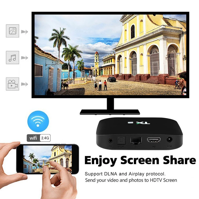 Android 7.1 Smart TV Box with Rockchip RK3229 2GB RAM 16GB ROM BT2.1 WIFI KD iptv better and cheaper than A95X T95 X96 H96 box |