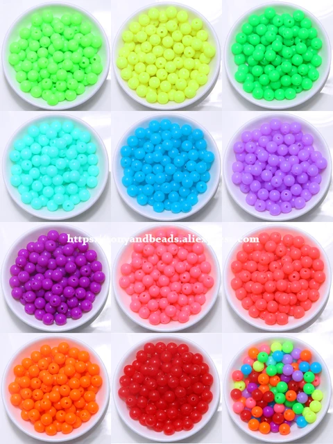 Shine Acrylic Round Spacer Beads 6 8 10 MM Pick Colour For Jewelry Making DIY 1