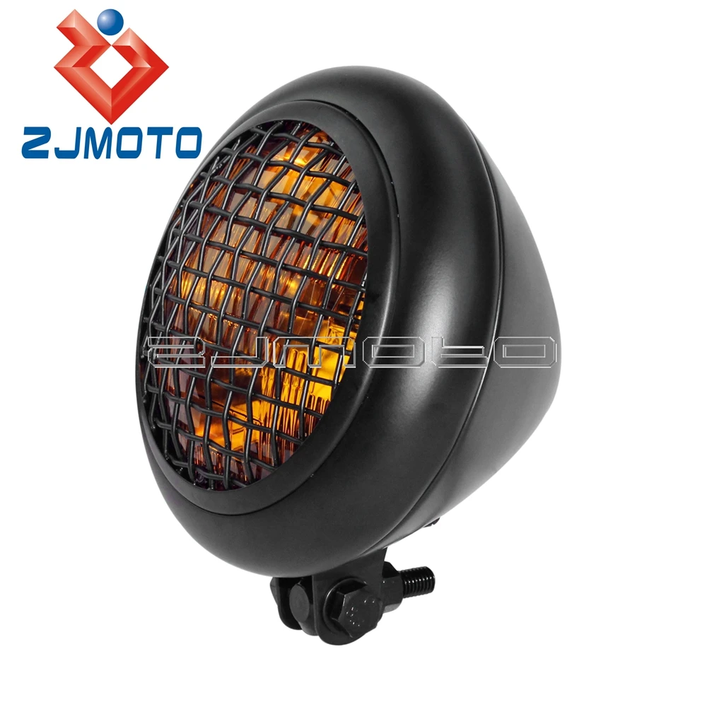 Черная фара дальнего/ближнего света сетчатый гриль винтажная передняя для Кафе