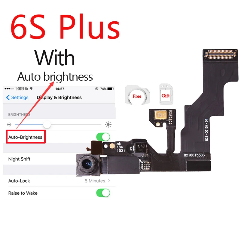 1 шт. новое кольцо-держатель для передней камеры для iPhone 5 5S 5C 6S 6 Plus фронтальная камера объектив правый датчик приближения гибкий кабель - Цвет: 6s PLUS with Brightn