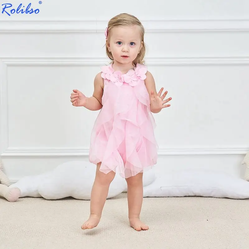 Новинка платья с рукавами для маленьких девочек розового и синего цвета кружевом