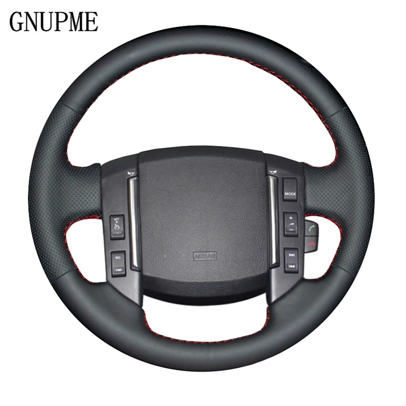 

GNUPME DIY Genuine Leather Black Car Steering Wheel Cover for Land Rover Freelander 2 2007 2008 2009 2010 2011 2012-2018