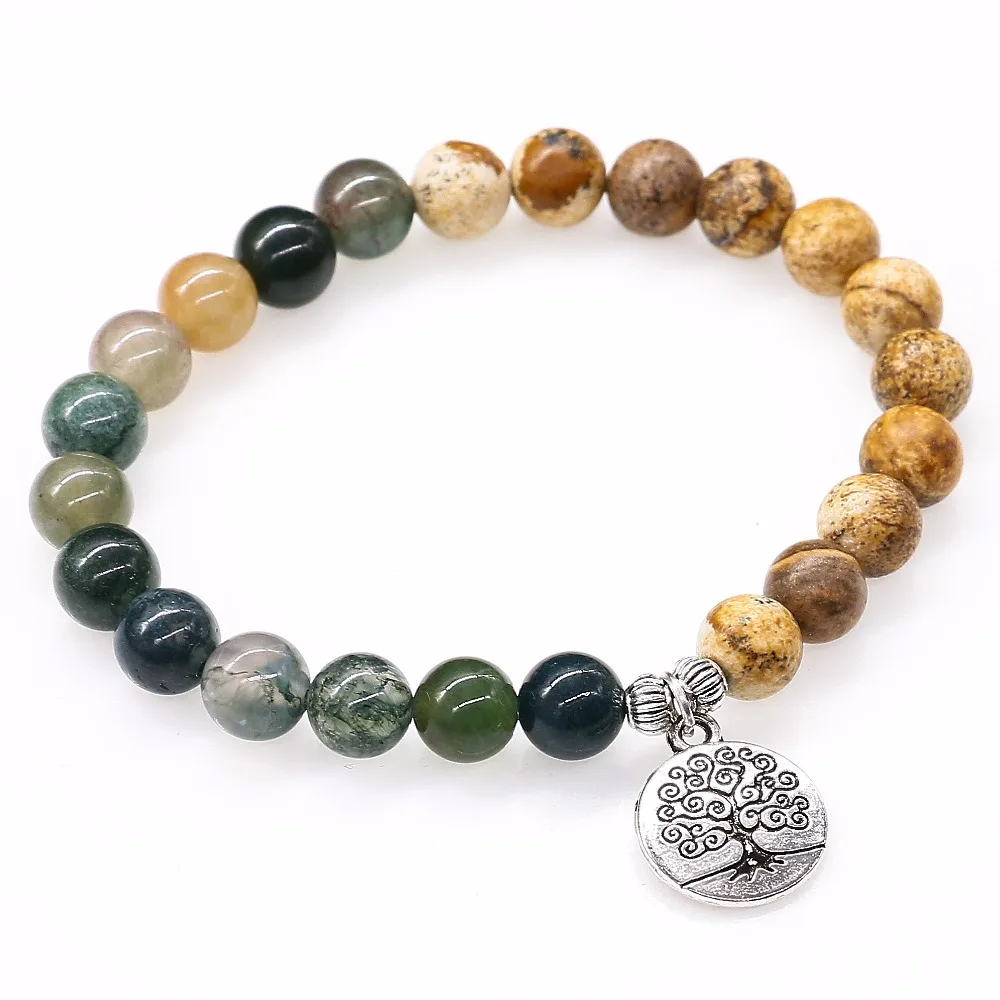 8 мм изображение камня с индийским ониксом реальное дерево подвеска каменные