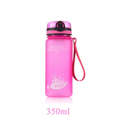 Pink 350ml Новинка, 1 литровая пластиковая бутылка для воды, Спортивная бутылка для воды 350, 600, 1000 мл, портативная герметичная большая бутылка для путешествий и бега - Цвет: Pink 350ml