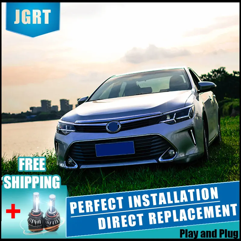 2 шт. светодиодный фары для Toyota Camry 2015-2018 Автомобильный свет двойной ксеноновые