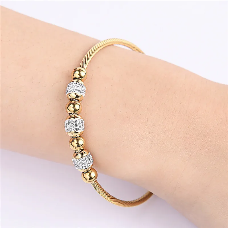 Modyle 2021 New Fashion Women Accessories Silver Color Gold Stainless Steel CZ Stone Bead Charm Bracelets for | Украшения и