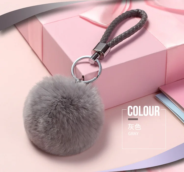 Модный брелок HC 8 см из натурального кроличьего меха|fluffy keychain|key chain ringbag keychain |