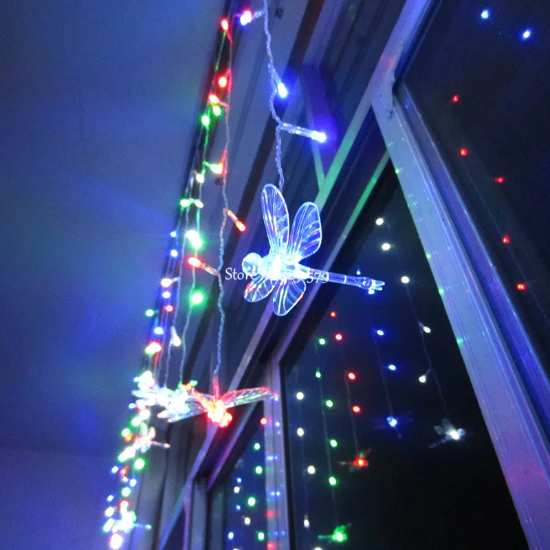 Гирлянда занавеска в виде стрекозы 4 м 100 светодиодов 18P|curtain string light|string lightslighted party