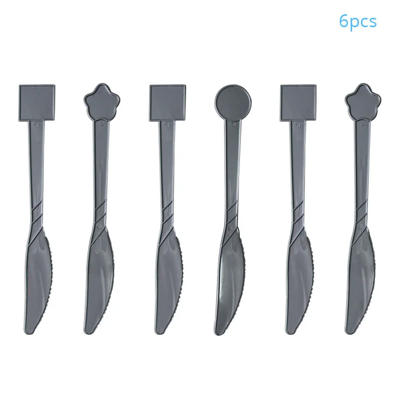 6pcs Plastic Knifes 1-й счастливый костюм для празднования дня рождения маленькая Русалочка столовая посуда бумажные чашки тарелки детский душ Свадебный декор для вечеринки в честь Дня Рождения - Цвет: 6pcs Plastic Knifes