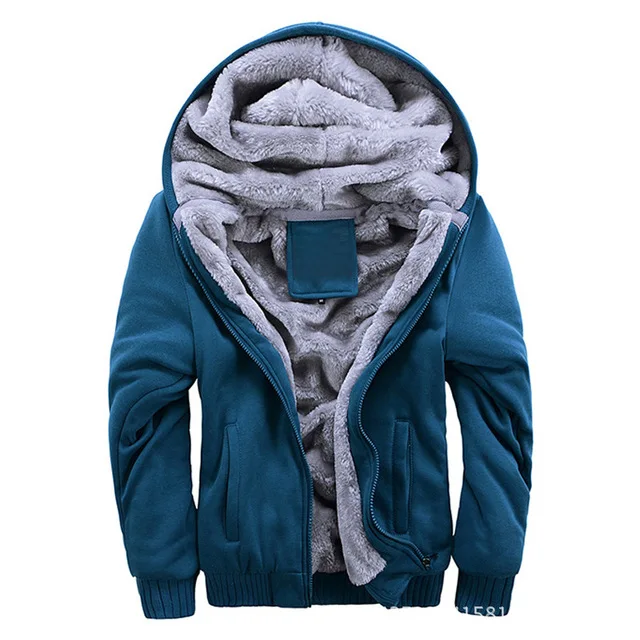 

Fleece Warm Men Jacket For Autumn Winter Male Casual College Teen Solid Parka Windbreaker Red Gray Outerwear Cotton Stretch Coat