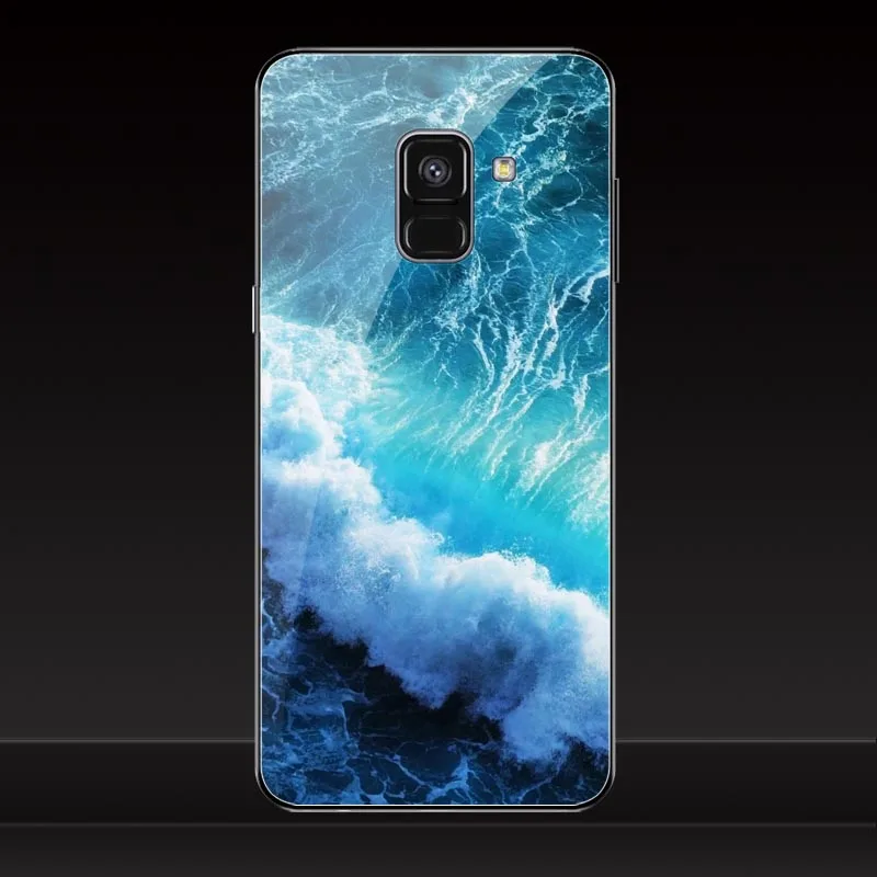 Закаленное стекло чехол для samsung Galaxy A8 2018/A52018/a8 плюс отточить задняя крышка 13