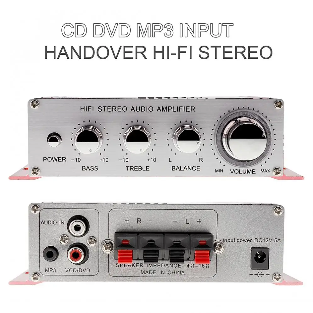 Двухканальный стерео усилитель 12 в пост. Тока 5 А 85 дБ Hi Fi Вход CD / DVD MP3 для