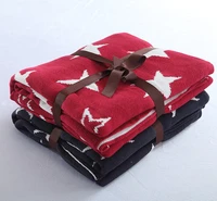 blue red stars warm knitted blanket plaid sofa air travel manta kid soft blanket for beds children throws manta coberto 127153