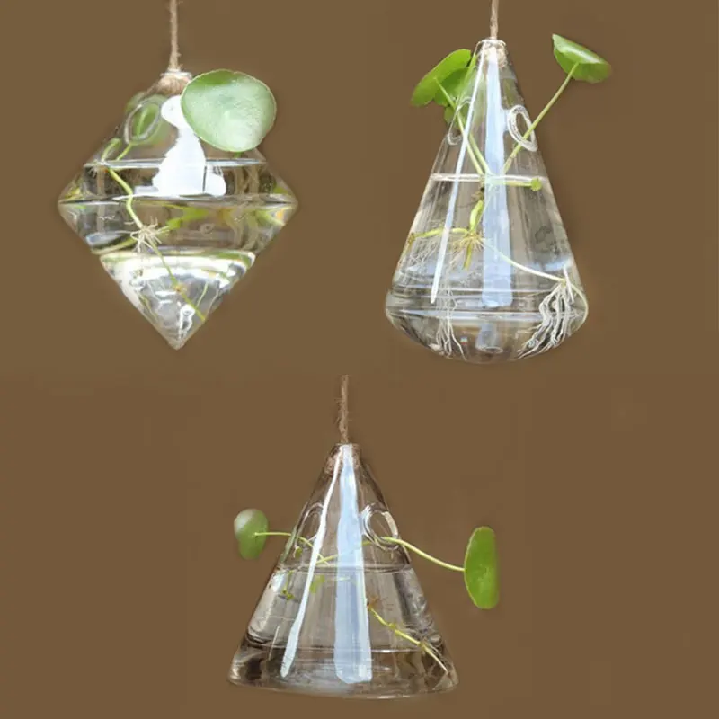 Настенный стеклянный прозрачный контейнер для растений подвесная домашняя ваза