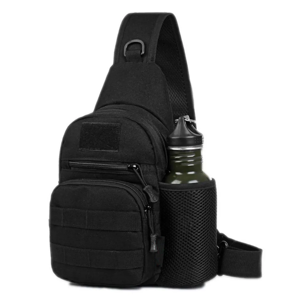 Tactical Shoulder Backpack Military Men's Crossbody Chest Bag Hiking Molle Sling Protable Bag With Bottle Mesh Holder