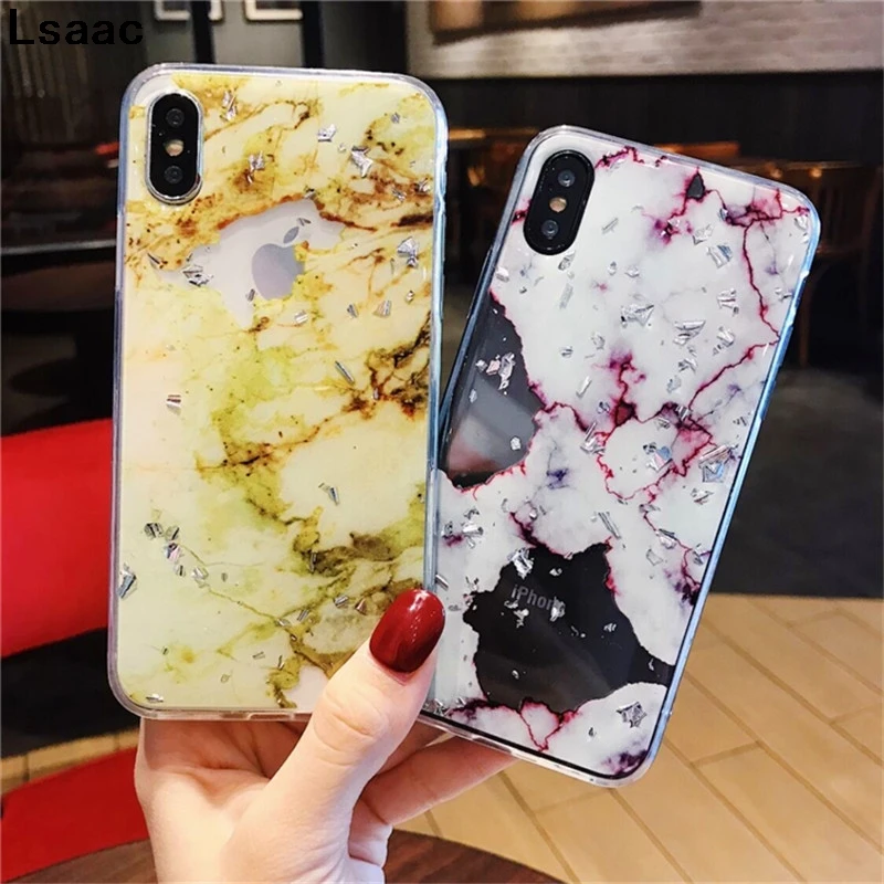 Gold Foil Bling Marble Phone Cases For iPhone X XS MAX XR 11 Pro Hole Soft TPU Case Cover 7 8 6 6s Plus Glitter Back |
