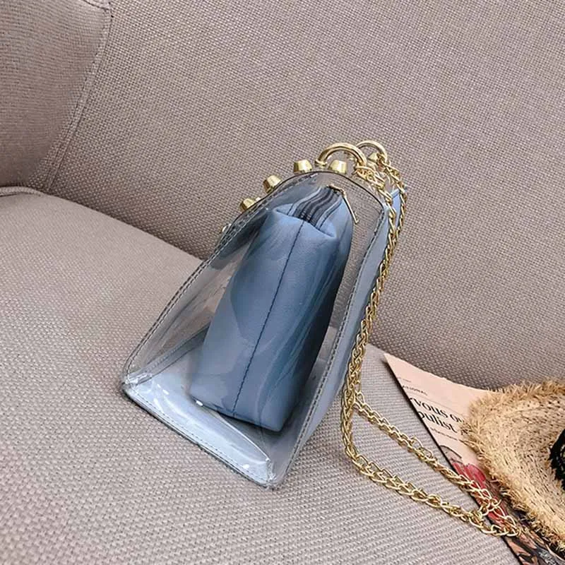 Fashion Sweet Women Lady Bag Clear Handbag Crossbody Composite Transparent PVC Chain Pouch Tote New BS88 | Багаж и сумки