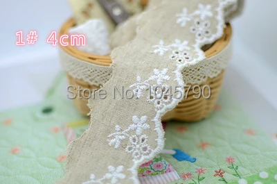 Бесплатная доставка 5 метров льняная Кружевная аппликация с вышитыми цветами