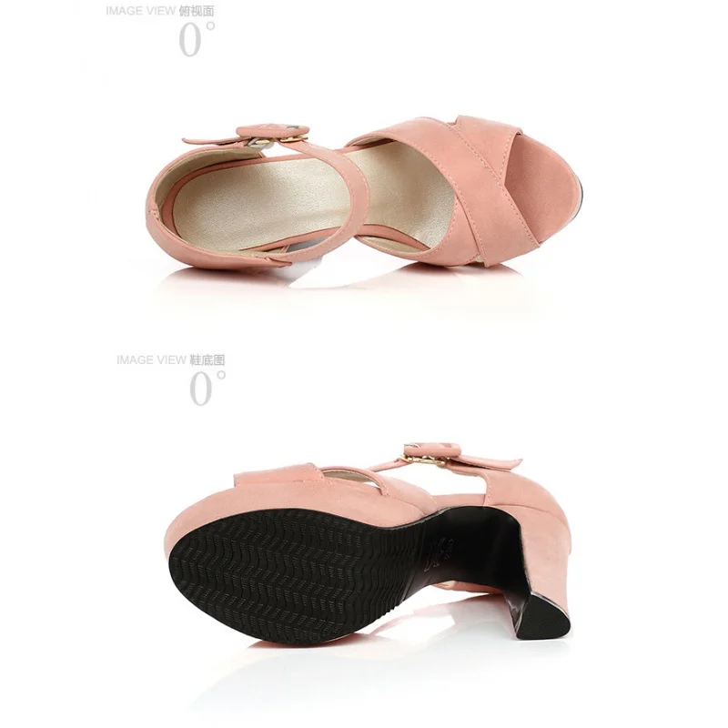 На высоком каблуке грубые женская обувь водонепроницаемые туфли с пряжкой